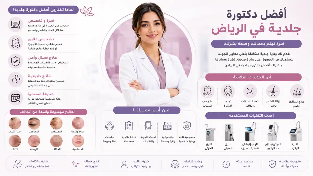 أفضل دكتورة جلدية في الرياض | خبرة وعناية متخصصة أفضل دكتورة جلدية في الرياض