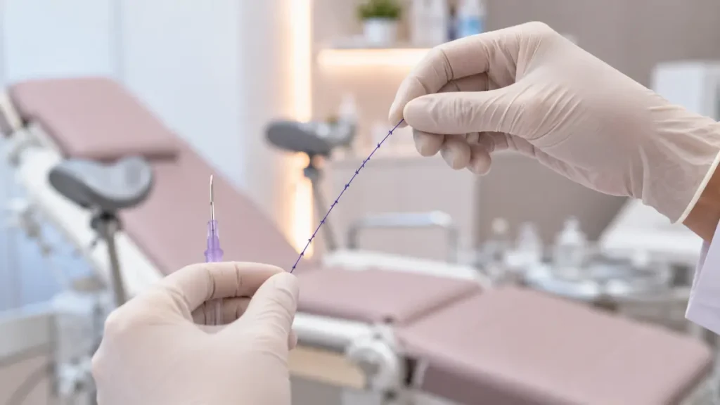 التضيق اللاجراحي باستخدام الخيوط